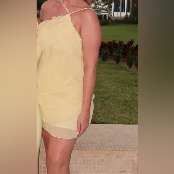 Yellow Ruffled Mini Dress - Picture 3 of 3